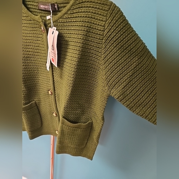 Size Small Green Long Sleeve Ribbed Knit Button Down Cardigan With Pockets - Picture 5 of 10
